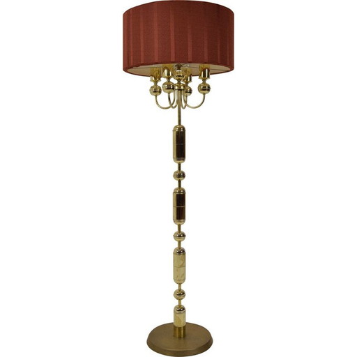 Vintage fabric and brass floor lamp by Kamenicky Senov, Czechoslovakia 1960