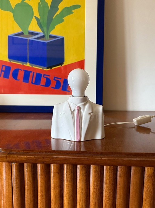 Postmodern ceramic bust shaped table lamp, Italy 1980s
