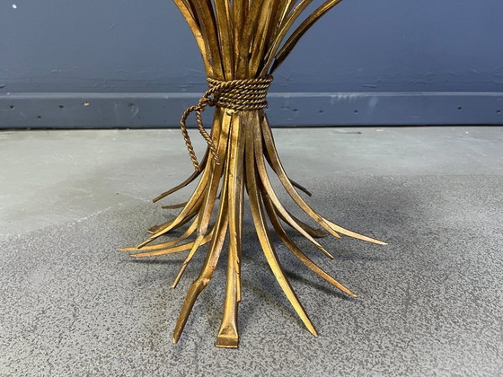 Image 1 of Vintage gilt metal sheaf of wheat coco chanel coffee table or side table, 1960s