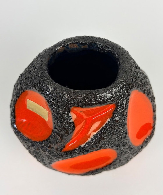 Image 1 of West Germany Roth 308 vase orange fatlava 