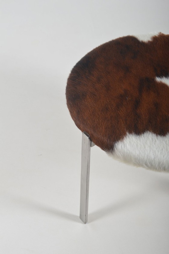 Image 1 of Danish stool with a seat made of high-quality cowhide