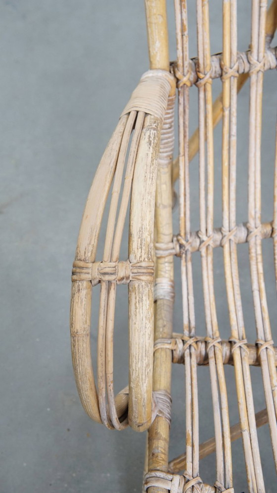 Image 1 of Dutch design rattan armchair from the 1950s with a high back