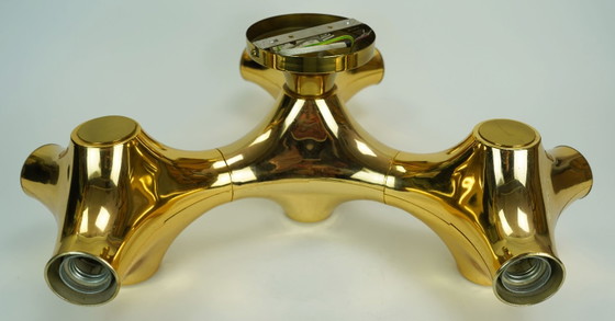 Cosack Gemini Space Age plafondlamp - goudkleurig plastic - Sputnik plafondlamp - jaren 70. – Plafondlampen (photo 18 of 20)