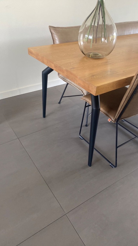 Image 1 of Oak table with Rialto black spider legs Enzo Luca 220 x 100