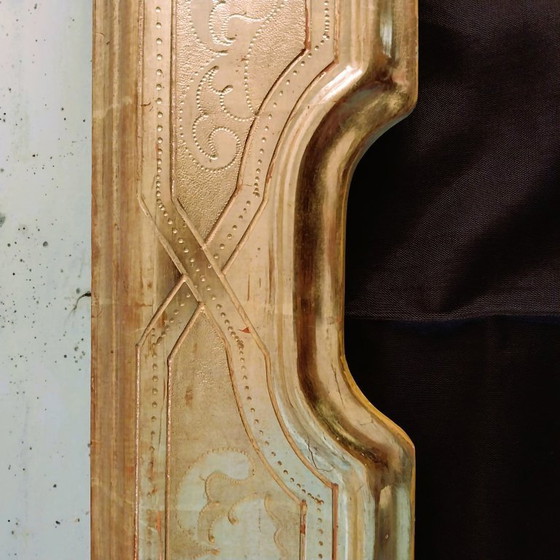 Image 1 of Miroir italien antique Julklapp Christmasgift avec feuille d'or – Pièce unique faite main