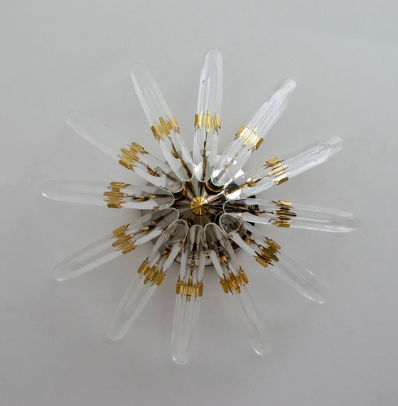 Image 1 of Stilkronen Mid-Century Modern Italian Crystal and Brass Wall Lamp, 1975