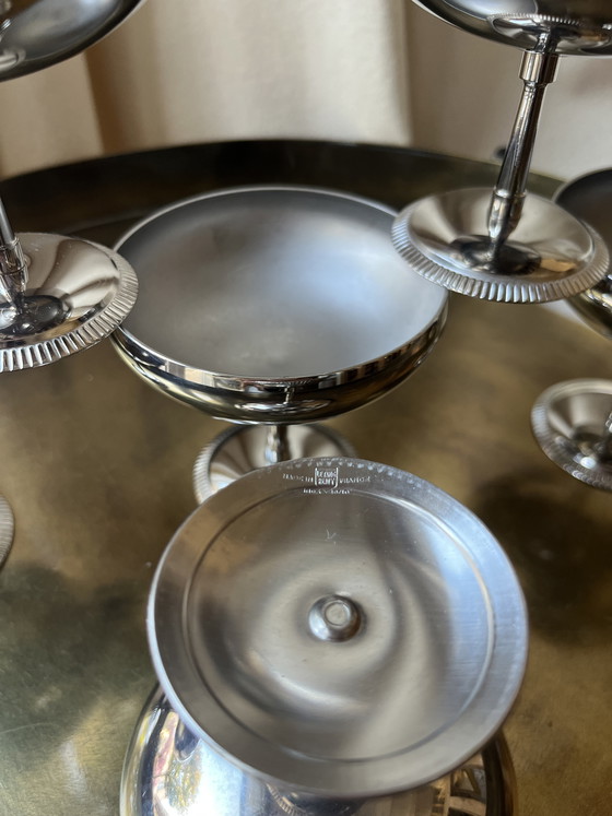 Image 1 of Set di 6 coppette da gelato vintage Létang & Rémy in acciaio inox, Francia, anni '70.