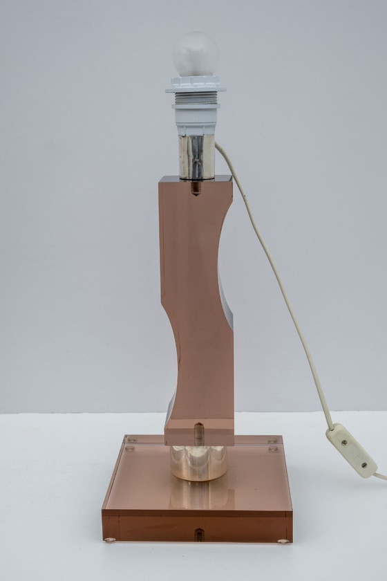 Image 1 of Lampada da tavolo moderna italiana in plexiglass e argento, metà secolo, anni '70