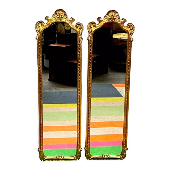 Paire de miroirs dorés, 97 x 28 cm – Plastic (photo 6 of 6)