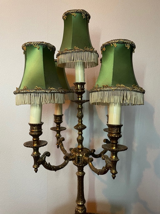 Golden Metal Candelabra Table Lamp,  19Th-20Th Century