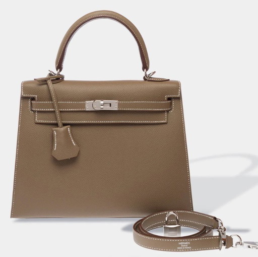 Borsa HERMES Kelly 25 in pelle étoupe - 103212