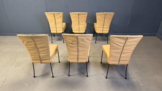 Image 1 of Chaises de salle à manger vintage en cuir, lot de 6, années 1980