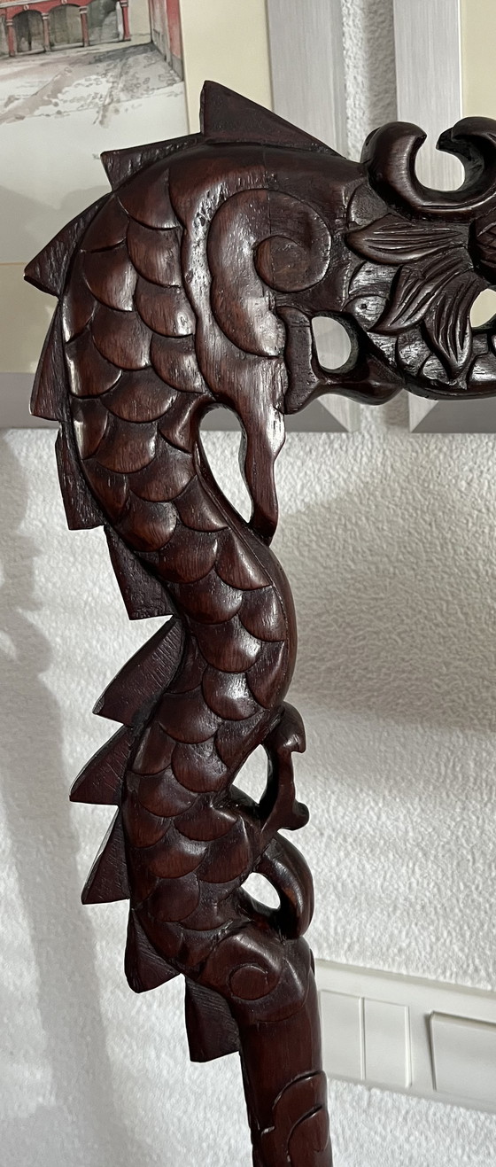Image 1 of Lámpara antigua china de caoba con forma de dragón (1920-1930)