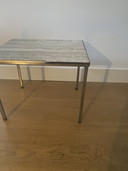 Vintage travertine chrome side table