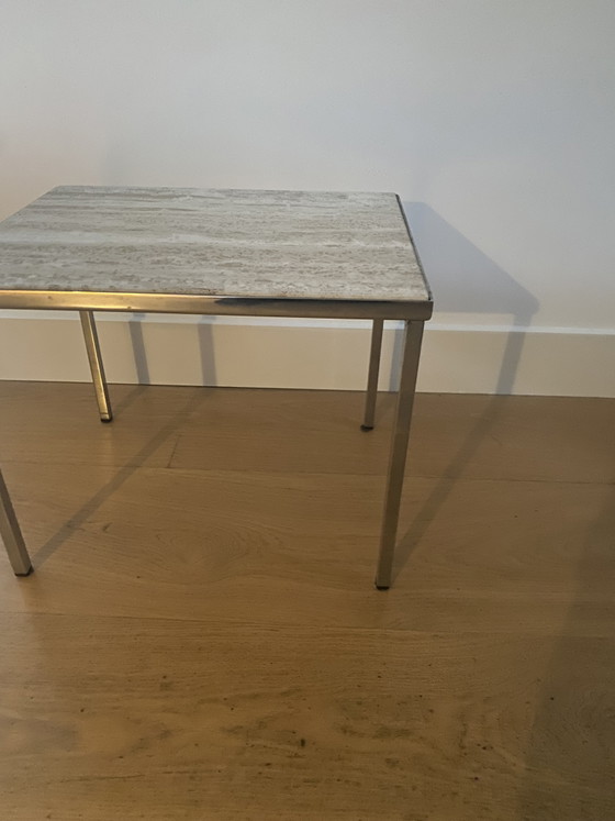 Bijzettafeltje vintage travertin chroom – Metal, Chrome (photo 4 of 5)