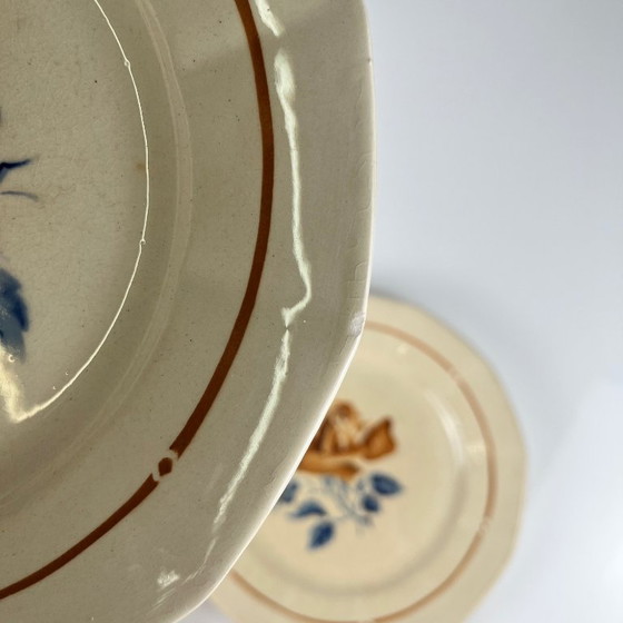 Image 1 of Set of 4 Sarreguemines dessert plates with floral motif, first half of the 20th century