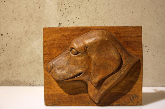 Image 1 of Labrador - Wood Carving - Door Handle - Door Pusher - Front Door Fine Door Knob or Door Pusher With a Wood Carving of a Labrador