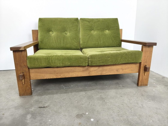 Image 1 of Brutalist oak bench