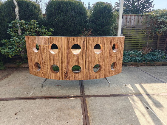 Image 1 of Escritorio de recepción de hermoso diseño moderno de madera Ovaaeen con base de acero inoxidable