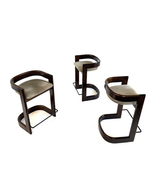 3x Barhocker im Stil des Brutalismus, Willy Rizzo Stil ’80