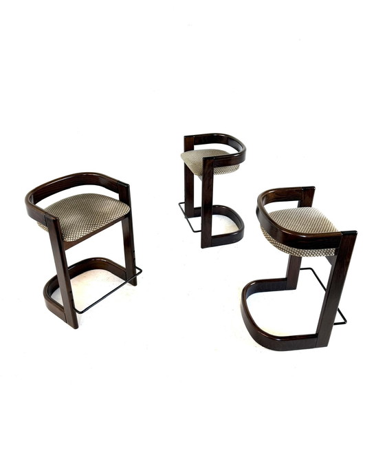 Image 1 of 3x Barhocker im Stil des Brutalismus, Willy Rizzo Stil ’80