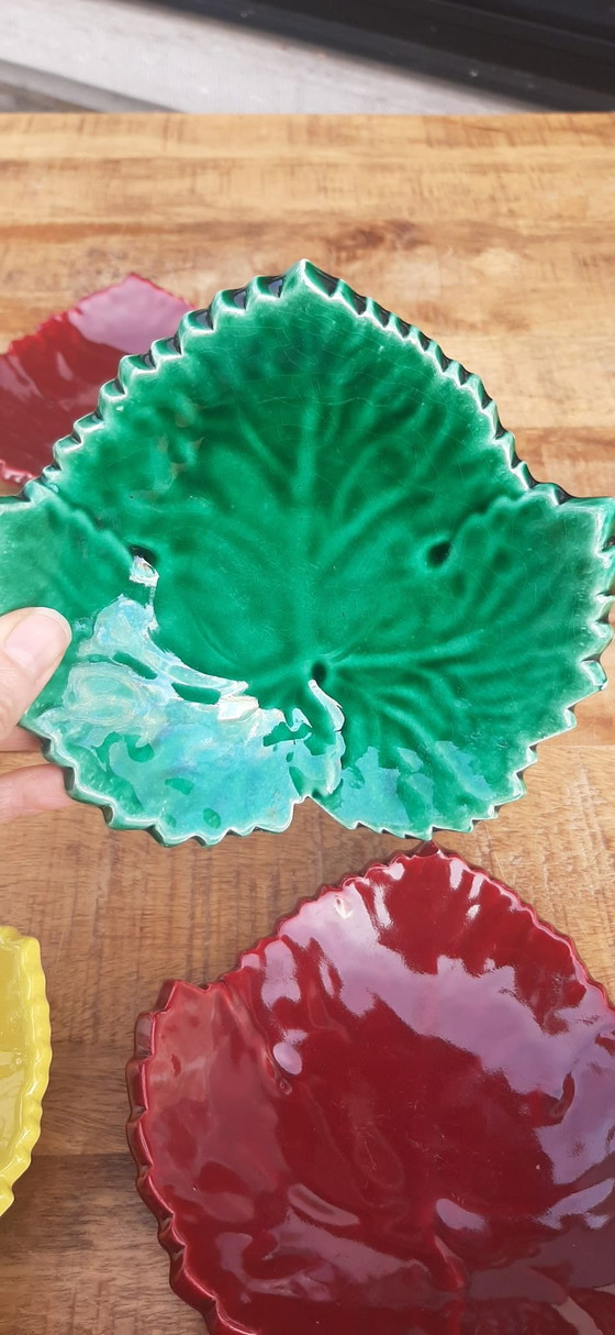 Vallauris Cerenne Tray. Leaf-shaped, 5 pieces, Bowls, Ceramic, Green (photo 5 of 15)