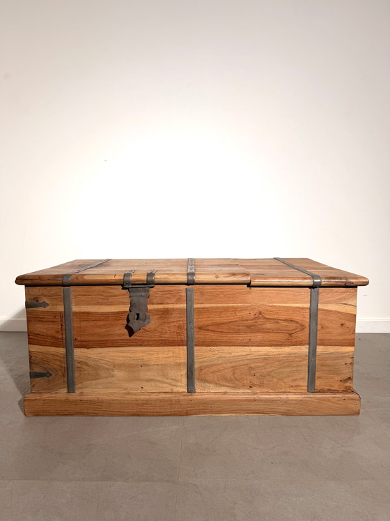 Coffre de rangement en teck avec casier à vin intégré – Meuble bar, Wood (photo 3 of 6)
