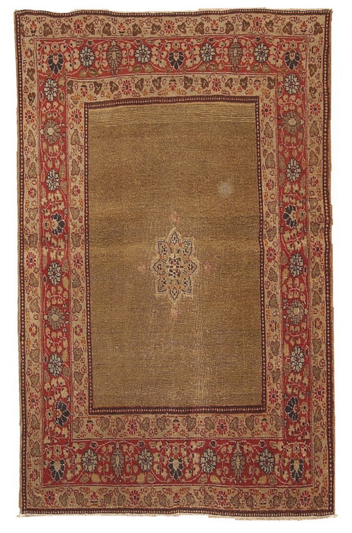 Alfombra persa Tabriz antigua hecha a mano, 3,10' x 5,5' (121 cm x 167 cm), década de 1900 - 1B152