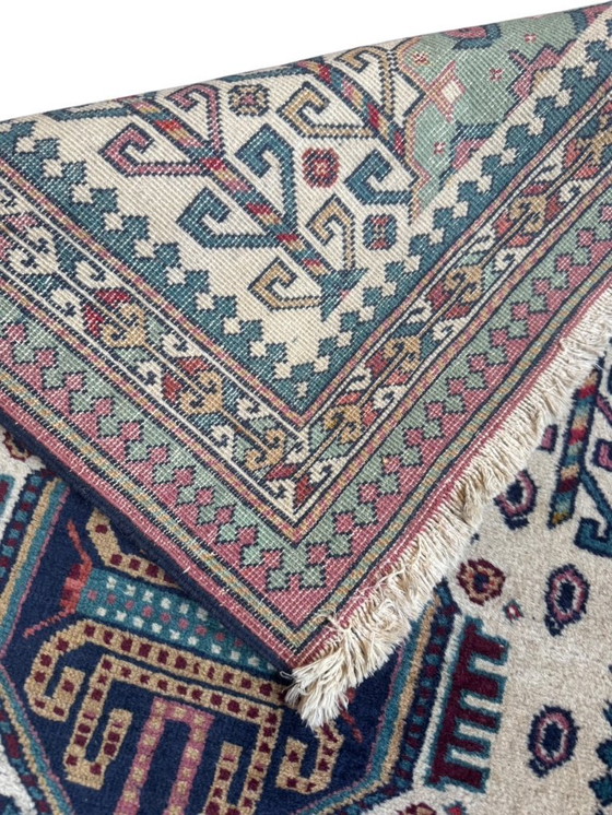 Image 1 of Handgeknoopte Kazak loper wit 73x315cm