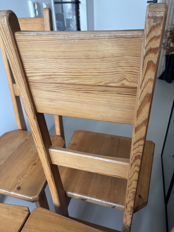 Image 1 of SET OF 4 BRUTALIST PINE HIGH-BACK DINING CHAIRS BY ROLAND WILHELMSSON FOR KARL ANDERSSON & SÖNER, 1960S