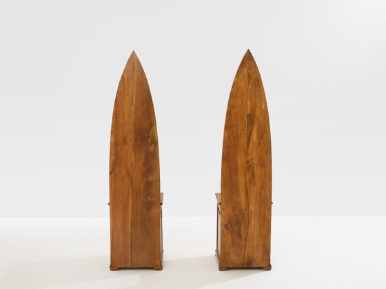 Image 1 of Andrea Salvetti pair of neo-gothic chairs solid pine 1994