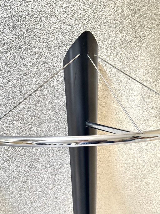 Rare Postmodern Coat Rack | 1980s Vintage Chrome & Metal Design 