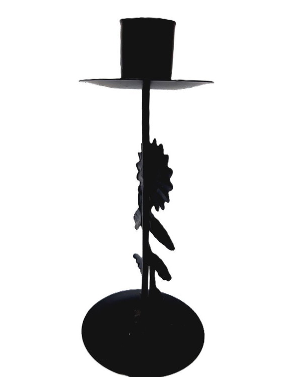 Image 1 of Vintage smeedijzeren kaarsenhouder, 16 cm