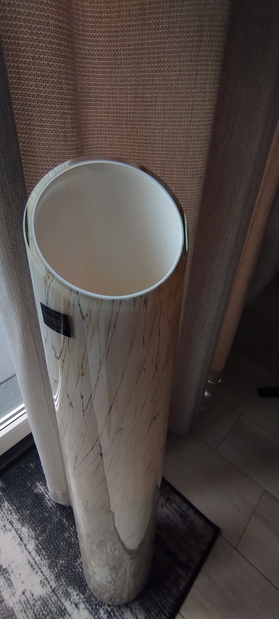 Image 1 of Monumental Makora Krosno Floor Vase – 100cm – 'Tiger Swirl' & Cobalt