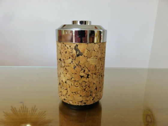 Image 1 of Edizione "Caimi F.LLI" Italia, 1980, dispenser di sigarette in sughero e cromo