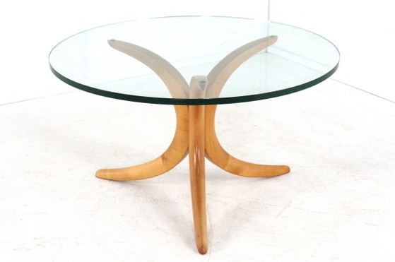 Image 1 of Table basse Alma Möbel avec pieds en forme de boomerang et plateau en verre, vintage