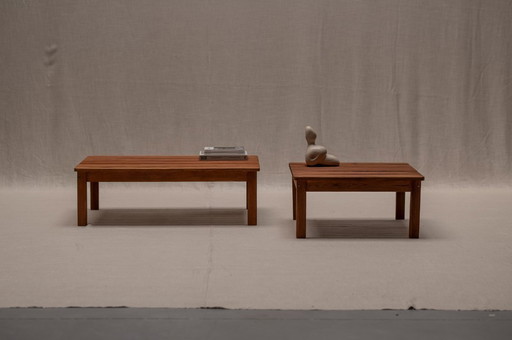 Modernist set of two ‘lattenbank’ coffee tables, 1960s