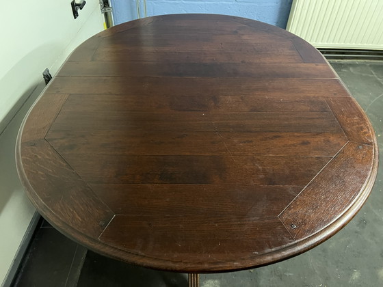Image 1 of Bannink Art Nouveau dark cherry wood dining table extendable