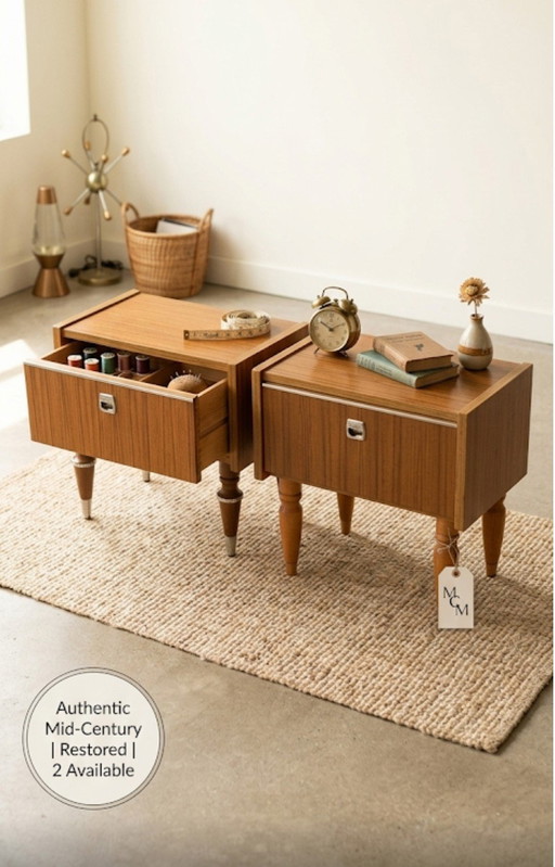 Set di comodini vintage anni '60 e '70. – nachtkastjes, Metal, Wood