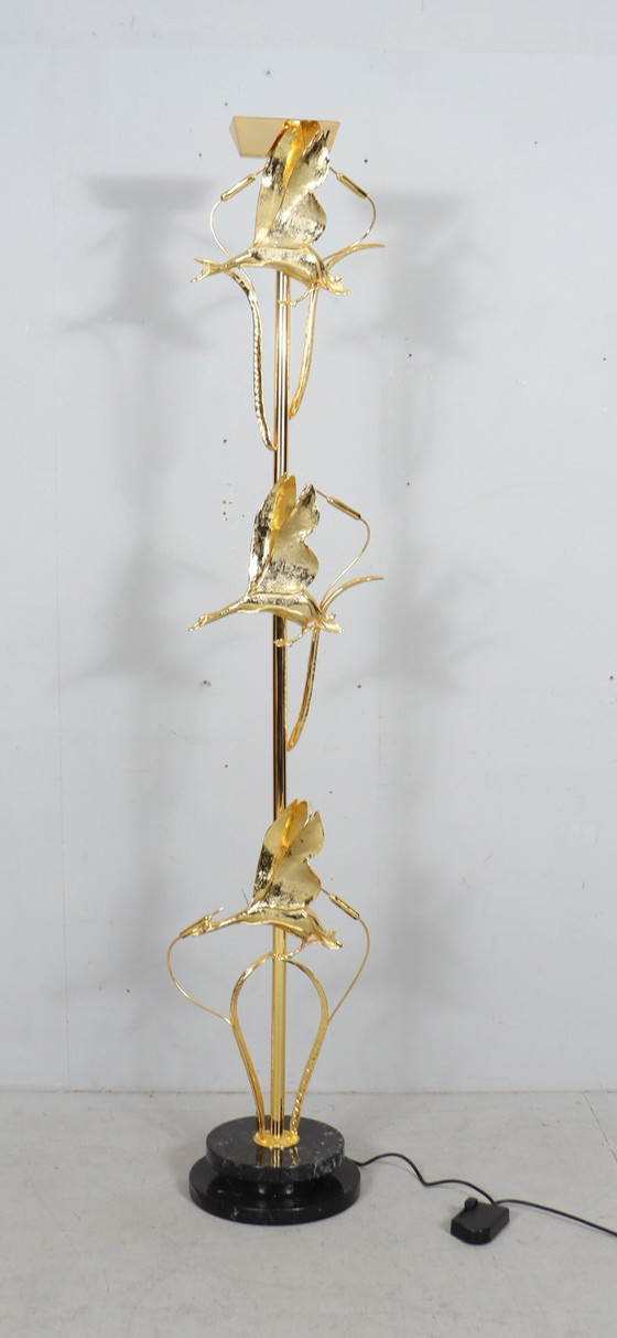 Image 1 of Hollywood Regency vloerlamp/vloerlamp met vogelfiguren van Lanciotto Galeotti, L'Originale, Italië, jaren 1980