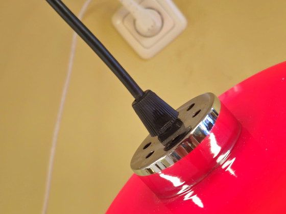 Image 1 of Glass Vintage Opaline Glass Pendant Lamp Ceiling Lamp Red