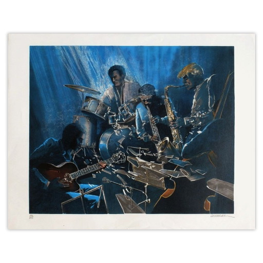 Gesigneerde lithografie van Jean-Pierre Couarraze, Swing 1985 – lithos zeefdrukken, Paper