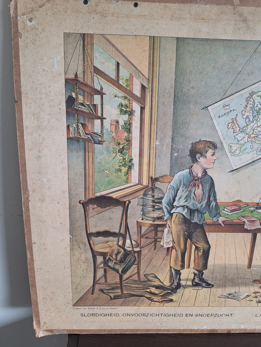 Antique school plate by H.J. van Lummel 1890-1900