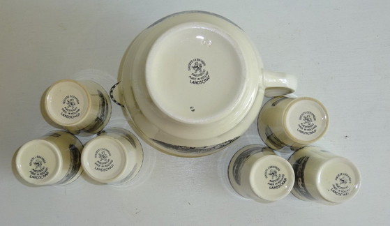 Société Ceramique Maestricht Landscape jug with cups, Soc Ceramique Maastricht, Crockery, Ceramic, Beige (photo 4 of 5)