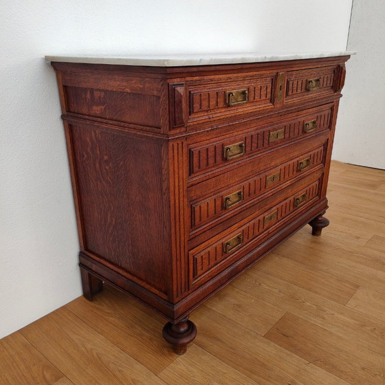 Image 1 of Vintage antique dresser chest of drawers bathroom furniture with marble top