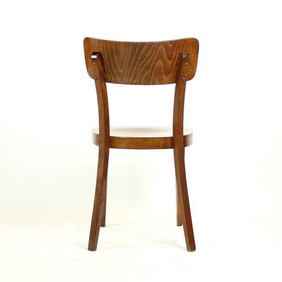 Image 1 of Set Of 4 Classical Tatra Dining Chairs In Walnut, Czechoslovakia 1950s