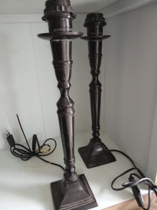 Deux lampes de table du Mid Century colonial, 40 high/9 B ex shade