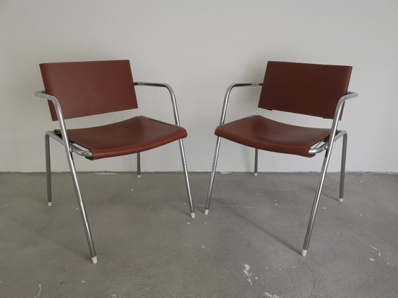 Pair of TBA chairs by Christophe Gevers - re-edition by BE-Classics – Dining chairs, Metal, Leather (photo 10 of 16)
