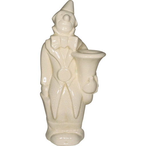 Vintage Art Deco ceramic clown sculpture by Nagel, 1930
