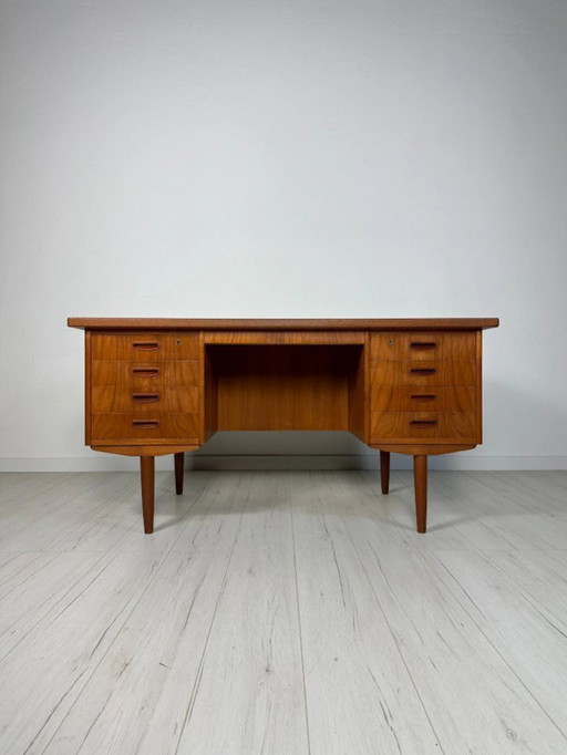 Vintage Danish Teak Writing Desk, Minimalist Mid-Century Modern Design, 1960s